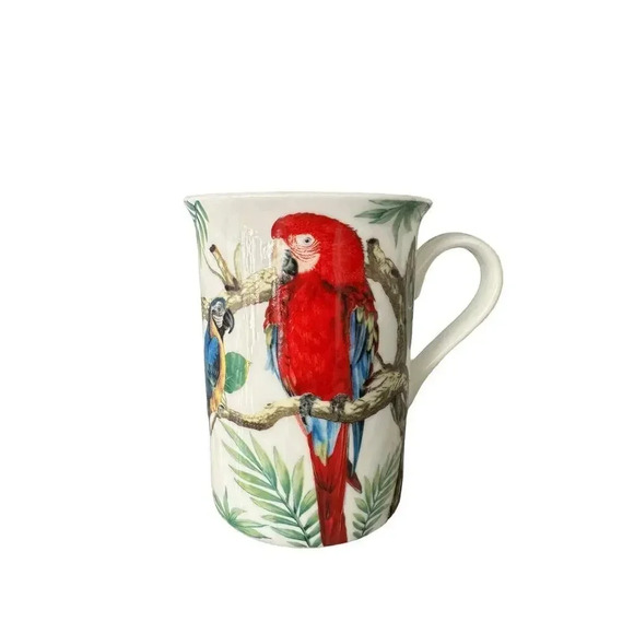 Stechcol Coffee Mug Gracie China Tropical Parrots Birds Botanical Tea Coastline - Picture 1 of 4